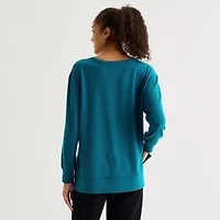 Xersion Womens Soft French Terry Crew Neck Long Sleeve Sweatshirt