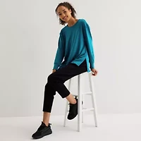 Xersion Womens Soft French Terry Crew Neck Long Sleeve Sweatshirt