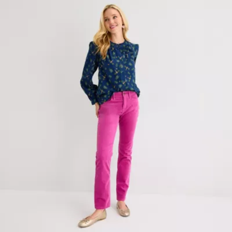 St. John's Bay Womens Round Neck Long Sleeve Blouse