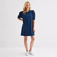 St. John's Bay Womens Elbow Sleeve Midi Shift Dress
