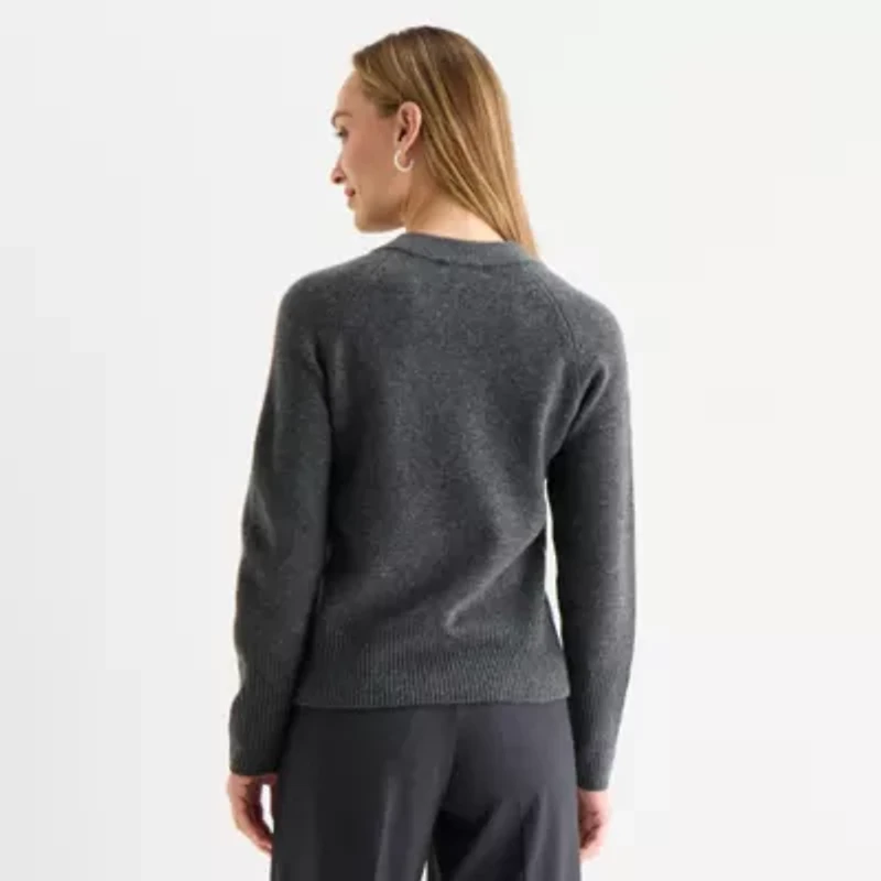 Liz Claiborne Womens Crew Neck Long Sleeve Pullover Sweater