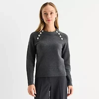 Liz Claiborne Womens Crew Neck Long Sleeve Pullover Sweater