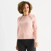 Liz Claiborne Womens Crew Neck Long Sleeve Pullover Sweater