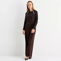 Liz Claiborne Womens Crew Neck Long Sleeve Pullover Sweater