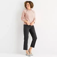 Liz Claiborne Womens Crew Neck Long Sleeve Pullover Sweater