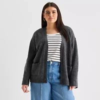 a.n.a Womens V Neck Long Sleeve Button Plus Cardigan