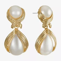 Bijoux Bar Womens Simulated Pearl Hypoallergenic Drop Earrings