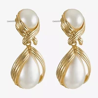 Bijoux Bar Womens Simulated Pearl Hypoallergenic Drop Earrings