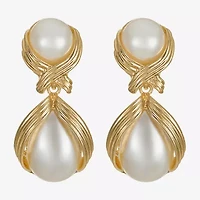 Bijoux Bar Womens Simulated Pearl Hypoallergenic Drop Earrings
