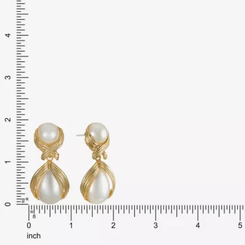 Bijoux Bar Womens Simulated Pearl Hypoallergenic Drop Earrings