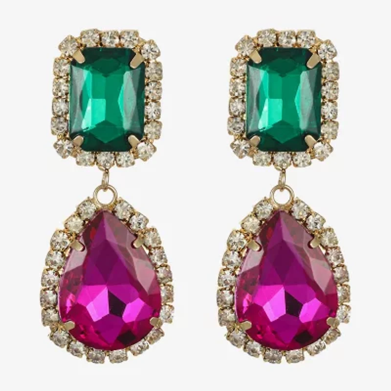Bijoux Bar Womens Glass Hypoallergenic Drop Earrings