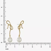 Bijoux Bar Womens Simulated Pearl Bow Hypoallergenic Drop Earrings
