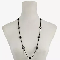 Mixit Black Womens Gray Glass 32 Inch Strand Necklace