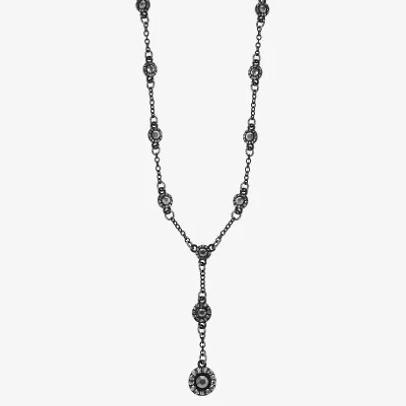 Mixit Black Womens Gray Glass 17 Inch Y Necklace