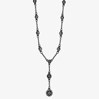 Mixit Black Womens Gray Glass 17 Inch Y Necklace