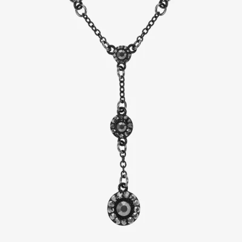 Mixit Black Womens Gray Glass 17 Inch Y Necklace