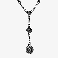 Mixit Black Womens Gray Glass 17 Inch Y Necklace