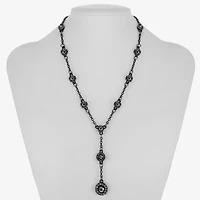 Mixit Black Womens Gray Glass 17 Inch Y Necklace