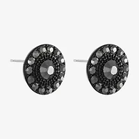 Mixit Black Gray Glass 25mm Round Stud Earrings