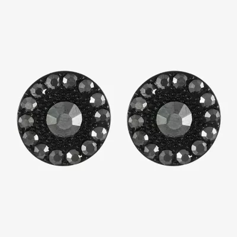 Mixit Black Gray Glass 25mm Round Stud Earrings