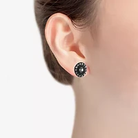 Mixit Black Gray Glass 25mm Round Stud Earrings