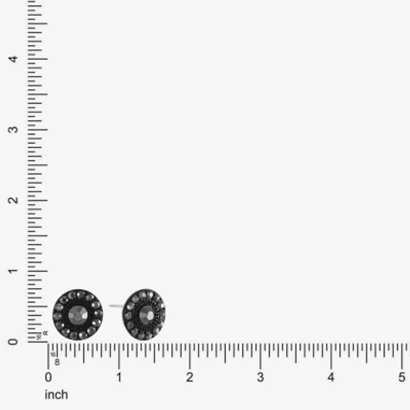 Mixit Black Gray Glass 25mm Round Stud Earrings