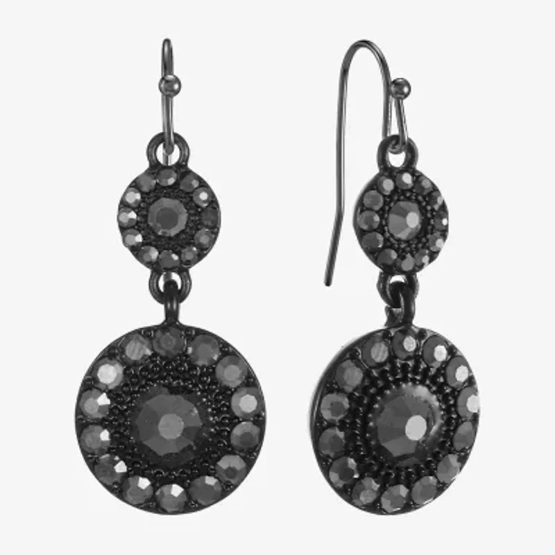 Mixit Black Womens Gray Glass Round Drop Earrings