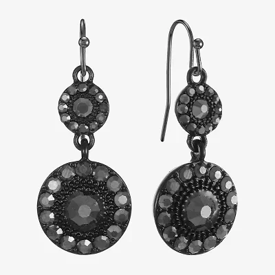 Mixit Black Womens Gray Glass Round Drop Earrings