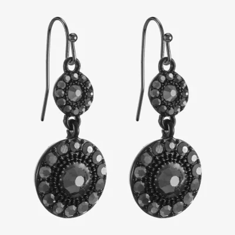 Mixit Black Womens Gray Glass Round Drop Earrings