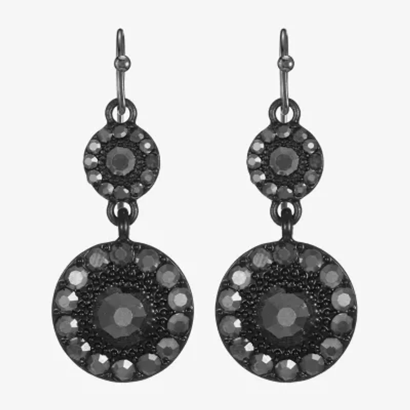 Mixit Black Womens Gray Glass Round Drop Earrings