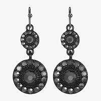 Mixit Black Womens Gray Glass Round Drop Earrings