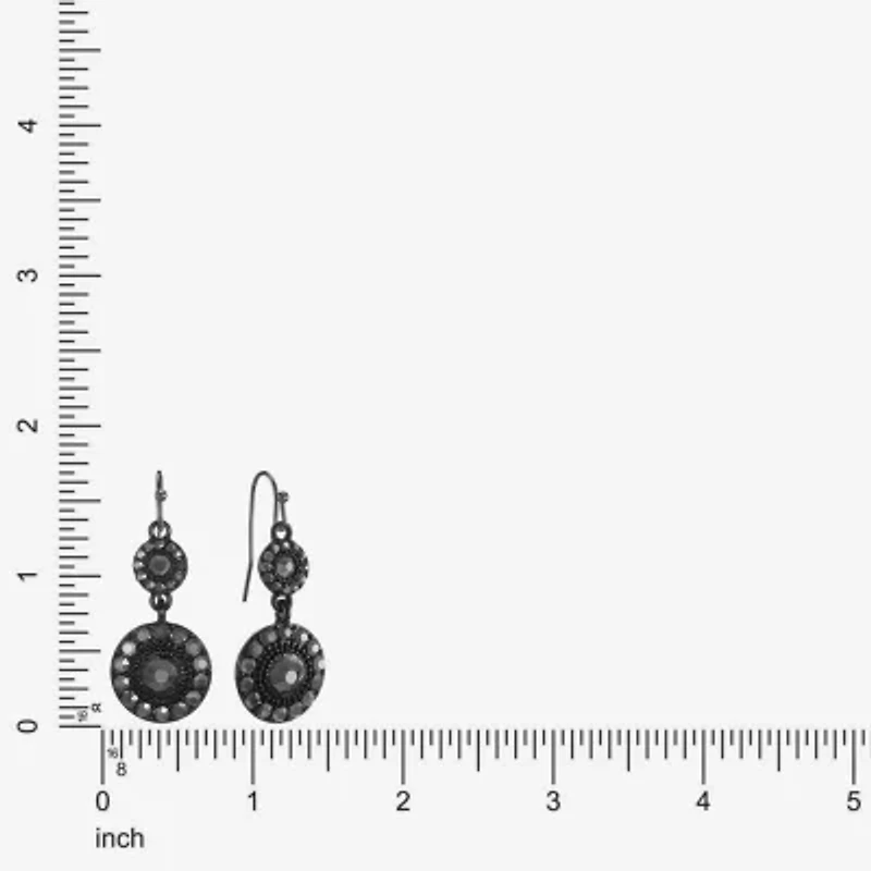 Mixit Black Womens Gray Glass Round Drop Earrings