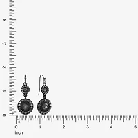 Mixit Black Womens Gray Glass Round Drop Earrings