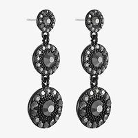 Mixit Black Womens Gray Glass Round Hypoallergenic Drop Earrings