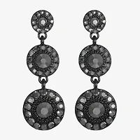 Mixit Black Womens Gray Glass Round Hypoallergenic Drop Earrings