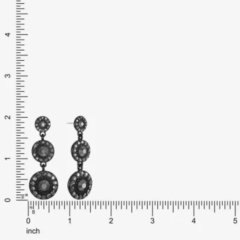 Mixit Black Womens Gray Glass Round Hypoallergenic Drop Earrings