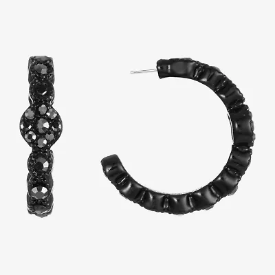 Mixit Black Womens Gray Glass 38mm Round Hypoallergenic Hoop Earrings
