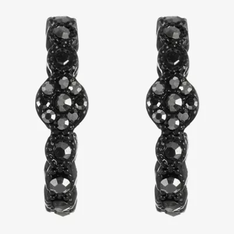 Mixit Black Womens Gray Glass 38mm Round Hypoallergenic Hoop Earrings