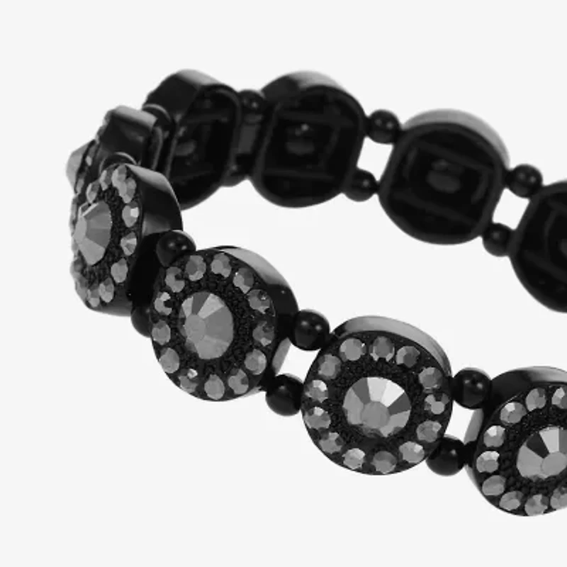 Mixit Black Womens Gray Glass Round Stretch Bracelet