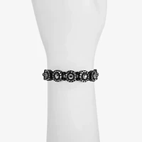Mixit Black Womens Gray Glass Round Stretch Bracelet