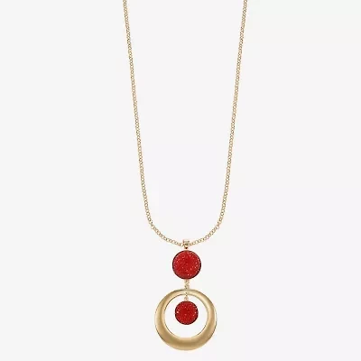 Mixit Gold Tone Womens 24 Inch Pendant Necklace