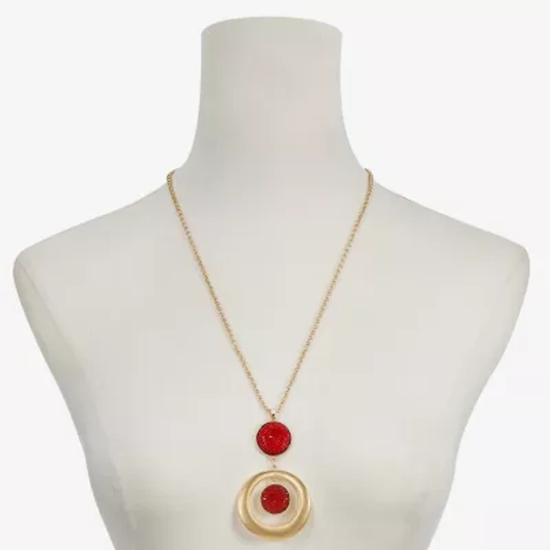 Mixit Gold Tone Womens 24 Inch Pendant Necklace