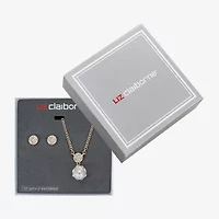 Liz Claiborne Gold Tone Pendant Necklace & Stud Earring Womens Simulated Pearl 2-pc. Jewelry Set