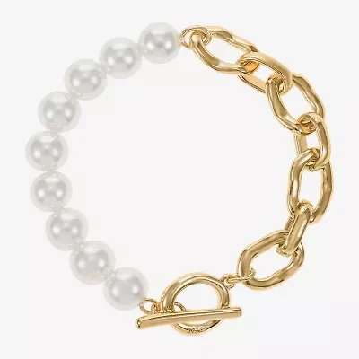 Liz Claiborne Gold Tone Womens Solid Link Bracelet