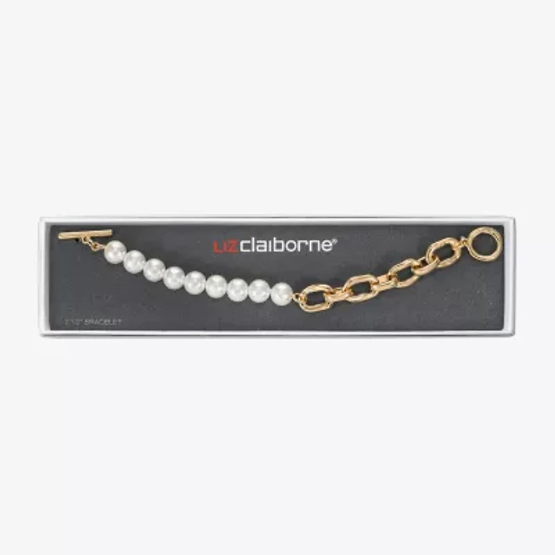 Liz Claiborne Gold Tone Womens Solid Link Bracelet