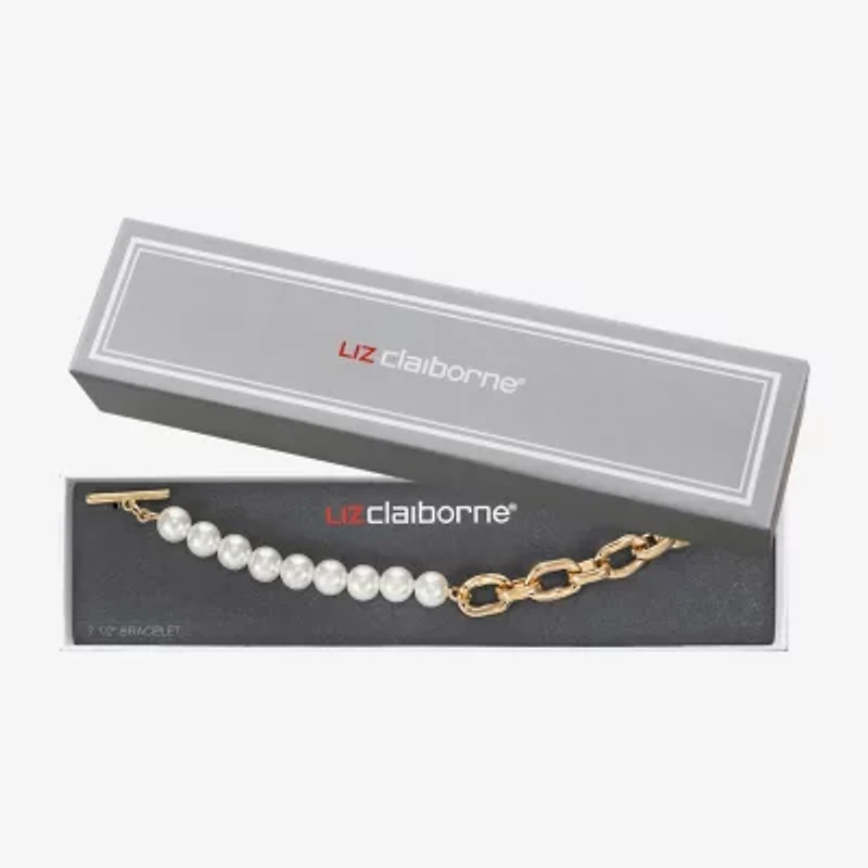 Liz Claiborne Gold Tone Womens Solid Link Bracelet