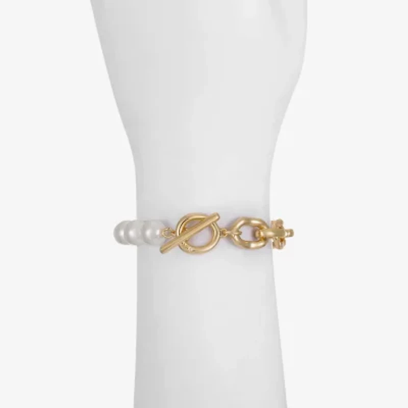 Liz Claiborne Gold Tone Womens Solid Link Bracelet