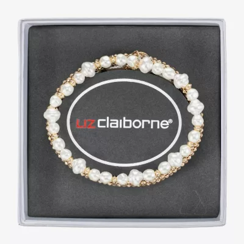 Liz Claiborne Gold Tone Womens Simulated Pearl Stretch Bracelet