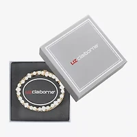 Liz Claiborne Gold Tone Womens Simulated Pearl Stretch Bracelet