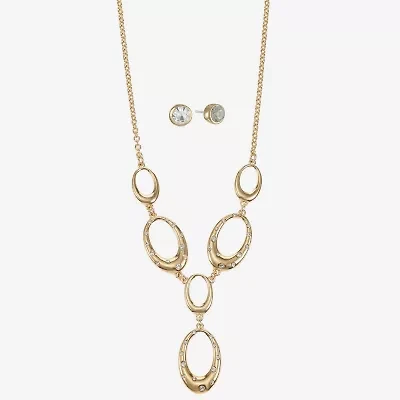 Liz Claiborne Y Necklace & Stud Earring Womens Glass Oval 2-pc. Jewelry Set